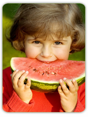 Girl eating watermelon